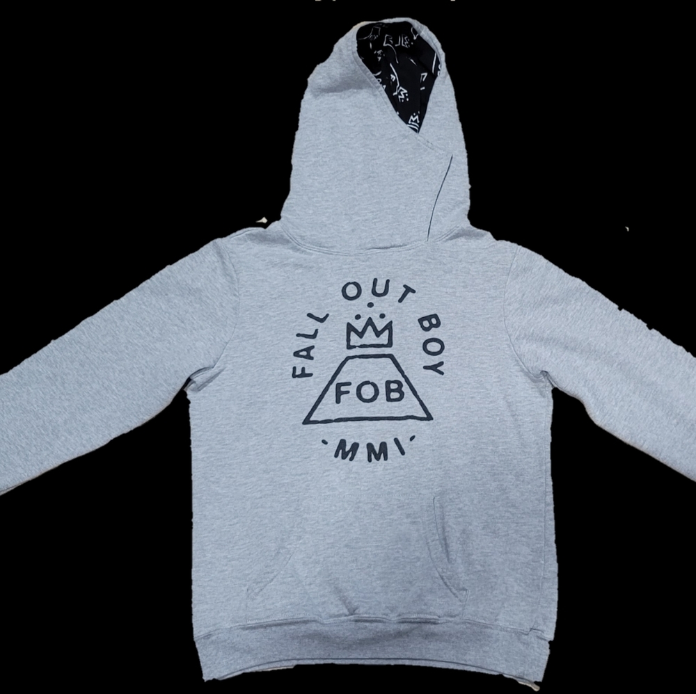 Fall Out Boy Juniors Crown Logo Cowl Neck Hoodie - Grey - M